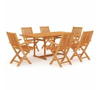 BaraSh Conjunto de Comedor de jardín 7 Piezas Madera Maciza de Teca Conjunto Mesa Y Sillas Jardin Set Jardin Exterior