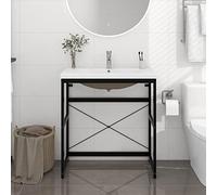 BaraSh Estructura de baño con Lavabo Incorporado Hierro Negro Mueble sobre Inodoro