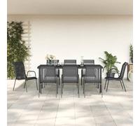 BaraSh Juego de Comedor para jardín 9 Piezas Mesa Jardin Exterior con sillas Mueble Comedor Muebles Jardin Exterior Acero y textilene Negro 3200681