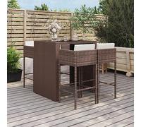 BaraSh Mesa y taburetes Altos jardín 5 pzas y Cojines Mesa Alta Cocina con taburetes mesas y sillas Muebles Comedor ratán PE marrón 3200669