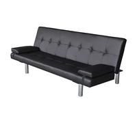 BaraSh Sofá Cama con Dos Cojines Cuero Artificial Ajustable Negro Sofá Cama 2 Plazas Sofas De Salon