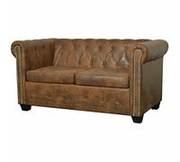 BaraSh Sofá Chesterfield de 2 plazas Cuero sintético marrón Sofá De 2 Plazas Sofa Recibidor