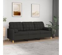 BaraSh Sofá de 3 plazas con Cojines Tela Negro 180 cm Sofa Rinconera SofáTres Plazas