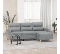 BaraSh Sofá de 3 plazas con Taburete de Tela Gris Claro 180 cm Sofa Chaise Longue Barato Sofa Tres Plazas