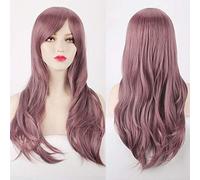 Barato 70CM 27 '' largo ondulado anime Pelucas de cosplay Pelo sintético resistente al calor falso Negro Azul Marrón Rubio Pelucas onduladas + gorro de peluca Talla única 14