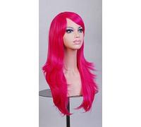 Barato 70CM 27 '' largo ondulado anime Pelucas de cosplay Pelo sintético resistente al calor falso Negro Azul Marrón Rubio Pelucas onduladas + gorro de peluca Talla única 4