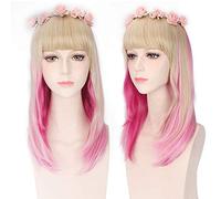 Barato anime colorido pony Cosplay pelucas falso sintético resistente al calor pelo sintético púrpura azul Halloween Navidad pelucas + peluca gorra talla única PL-191 solo peluca