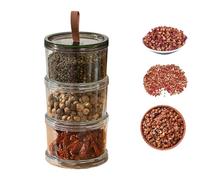 Barattoli Per Spezie - 450 ml Trasparente | Contenitori Ermetici Impilabili | Contenitori Trasparenti Per Conservazione Spezie E Condimenti | Cucina Credenza Dispensa Casa Organizzazione