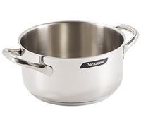 Barazzoni Chef Line - Cacerola con 2 Asas, 24 cm de diámetro, Capacidad de 4,7 litros, Fabricada en Italia, Acero Inoxidable 18/10, inducción + Gas, Triple Fondo, sin PFAS, Color Plateado