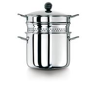 Barazzoni Cocedor de pasta con tapa y puente de acero inoxidable 18/10, ø22 cm, capacidad 6 l, acero inoxidable 18/10. Fabricado en Italia.