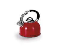 Barazzoni Hervidor de agua, acero inoxidable 18/10, rojo brillante, inducción+gas, boquilla dosificadora, silbato en el tapón. Gran tapa abatible