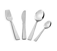 Barazzoni, Juego de Cubiertos de Mesa Modelo Esmeralda, monobloque de Acero Inoxidable 18/10, para 6 Personas, 24 Piezas: 6 Tenedores, 6 cucharas, 6 Cuchillos, 6 cucharillas de té, Lavables en