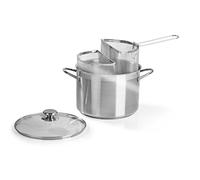 Barazzoni Spa 421049524 Barazzoni Spaghettiere Double Basket, ø24cm, 7,25Lt, Acciaio INOX 18/10. Made in Italy, Acero Inoxidable, Gris, 24 cm