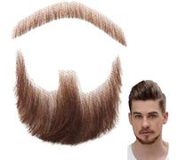 Barba Cabello humano Barba realista Bigote Vello facial invisible Disfraz de encaje para hombres Vestir Halloween Cosplay Fiesta de disfraces Marrón, Realista