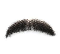 Barba Cabello humano liviano de 4x1 '' con malla invisible, manillar de bigote realista, bigote grueso y amigable con la piel para hombre y mujer, disfraz de Halloween, negro.