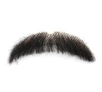 Barba Cabello humano liviano de 4x1 '' con malla invisible, manillar de bigote realista, bigote grueso y amigable con la piel para hombre y mujer, disfraz de Halloween, negro..
