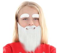 Barba de cosplay con cejas adhesivas, barba enana falsa con cejas adhesivas, textura ligera, bigote falso para Navidad, disfraces, cosplay, actuaciones escénicas