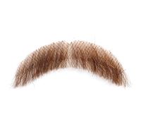 Barba falsa 4x1 '' Bigote falso, cabello humano liviano con malla invisible, manillar realista de bigote espeso bigote de la piel varonil para el hombre disfraz de cosplay de Halloween, marrón