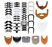 Barba Falsa 56 Piezas,Barba Artificial Autoadhesiva,Divertida Barba Falso Bigote Realista Para Pegar Barba Falsa Barba Facial Para Halloween Navidad Fiesta Cosplay Accesorios (A)