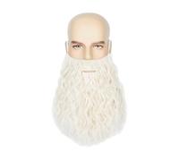 Barba falsa de Halloween, divertido bigote falso, accesorios para el cabello, disfraz de bigote, fiesta, cosplay, suministros de fiesta, barba larga y rizada de mago, Beige y blanco., Talla única