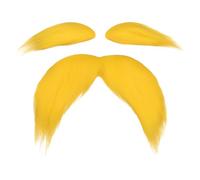 Barba Postiza De Halloween - Bigote Y Cejas Amarillas para Niños Adultos | Novedosos Accesorios De Cosplay con Bigote, Barba Y Cejas Realistas para Fiestas De Halloween & Navidad (C)
