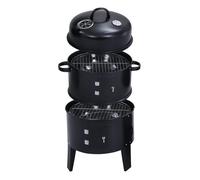VidaXL Barbacoa con Ahumador de Carbón 3 en 1 Negra