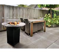 PURLINE | Barbacoa grande en negro con plancha de acero y grill de 100 cm - Barbacoa de exterior de alta capacidad con parrilla y plancha circular profesional