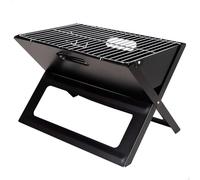 Barbacoa Carbón Portátil de Acero Negra - Barbacoa Plegable Portátil Rectangular 45x29x30cm, Mini Barbacoa Sobremesa para Jardín, Camping, Terraza - Fácil de Montar y Transportar
