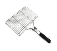 Barbacoa Cesta para Asar a La Parrilla, Canasta de Parrilla de Barbacoa Portátil Plegable Acero Inoxidable Parrilla Pescado Clip con Asa Extraíble, para Pescado Verduras Camarón Carne, 33.5x22cm, L