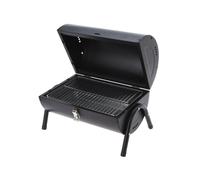 Barbacoa cilindro de metal negro mate con mango de madera y patas metálicas - incluye 2 rejillas y 2 placas metálicas 38x24,5cm 24.5 cm