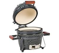 Barbacoa de carbón cerámica para exteriores con tapa y termómetro parrilla de cocción negro Kamado