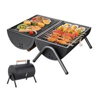 Barbacoa de carbón de doble cara portátil, pequeña parrilla de carbón vegetal para asar y asar, parrilla de mesa ligera para camping al aire libre picnic