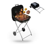 Barbacoa de carbón, de pie, para exterior y parque, portátil y plegable