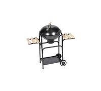 Barbacoa de carbón louisiana con ruedas + 2 tablas laterales acero negro ø44 cm