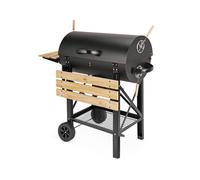 Barbacoa de carbón, parrilla y ahumador americano, con ruedas y bandejas abatibles negro - 115x75x122 cm
