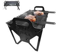 Barbacoa De Carbón Plegable - Parrilla de Camping para Fogata con Artesa,Ahumador Resistente Con Diseño Compacto Y Soporte Para Apartamento Patio Autocaravana Jardín Balcón Playa Viaje