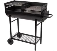 Barbacoa de Carbón Portátil Doble Parrilla Regulable, 97x42x96 Cm, Negro