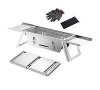 Barbacoa De Carbón Portátil Plegable - Barbacoa Plegable | Plancha Compacta Acero Inoxidable Para Viajes Playa Campamento Apartamento Picnic Jardín Terraza Fiestas