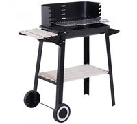 Outsunny Barbacoa de Carbón Vegetal Parrillas Asador BBQ de Picnic Altura Ajustable con Estantes y Ruedas para Jardín Exterior Acampada Aosom España