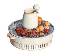 Barbacoa de carbón vegetal - Quemador no adherente portátil 31,75 cm - Barbacoa de carbón vegetal, para camping y cocina al aire libre y terraza, balcón, encendedor de carne