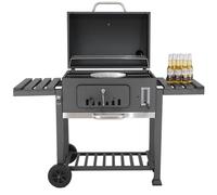 Barbacoa de Carbón Vegetal XXL Con Carro y Ruedas - Parrilla Con Tapa, Ahumador de Gran Capacidad - 152 x 136 x 60 cm, Gris