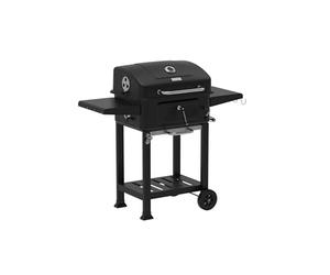 Barbacoa de carbón vegetal XXL con tapa, gran superficie, carro ajustable, bandeja de carbón y cenizas, termómetro, ventilación para jardín