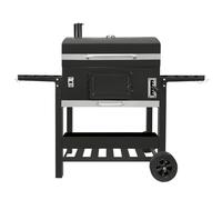 Barbacoa de Carbón XXL con Ahumador, Parrilla de Hierro Fundido y Funda | XXL, Negro, Hierro Fundido, Termómetro, 4 Ventilaciones, Bandeja de Carbón Regulable, Funda y Cepillo
