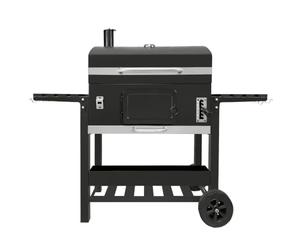 Barbacoa de Carbón XXL con Ahumador, Parrilla de Hierro Fundido y Funda | XXL, Negro, Hierro Fundido, Termómetro, 4 Ventilaciones, Bandeja de Carbón Regulable, Funda y Cepillo