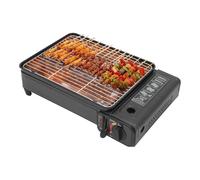 Barbacoa de gas butano, parrilla de mesa de gas, parrilla de butano portátil con bolsa y 2 parrillas, protección contra el viento de 2,2 kW, para balcón, camping y jardín, ligera y fácil de limpiar