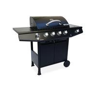 Barbacoa de gas de 5 quemadores con 1 quemador lateral, treville 4, negro, 125x43.5x103 cm