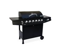 Barbacoa de gas de 7 quemadores con 1 quemador lateral, treville 6, negro, 137.5x43.5x103 cm