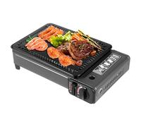 Barbacoa de gas portátil, barbacoa de mesa, hornillo de camping, barbacoa de gas pequeña con red de barbacoa, hornillo de gas, hornillo de camping, compacto para jardín/picnic, ligero y sin humo