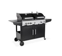 Barbacoa de gas y carbón 2 en 1 con 3 quemadores, marsac, negro, 163,5 x 75,5 x 140,5 cm 75 cm