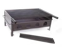 Barbacoa Doble Altura, Chapa de 8MM, Parrilla de Redondo de Hierro de 6MM con Mango y Patas Desmontables